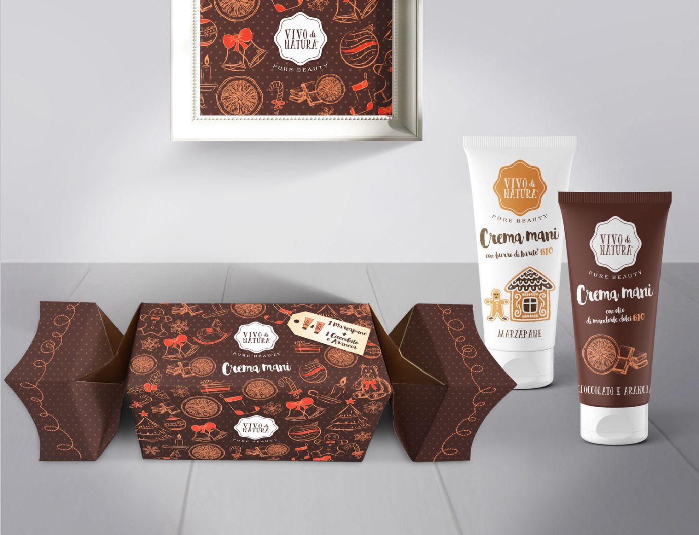 WillBe Packaging design idee regalo Natale creme mani cioccolato e arancia