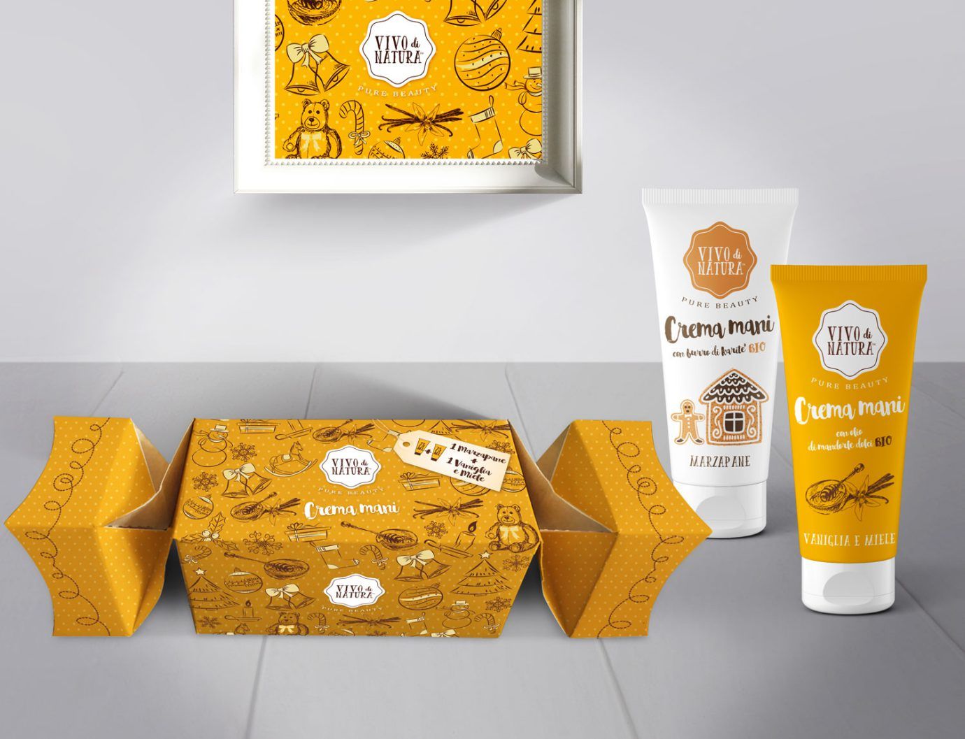 WillBe Packaging design idee regalo Natale creme mani vaniglia e miele