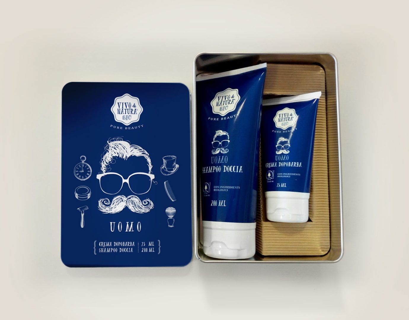 WillBe Packaging Design cosmesi idee regalo Vivo di Natura scatola regalo uomo