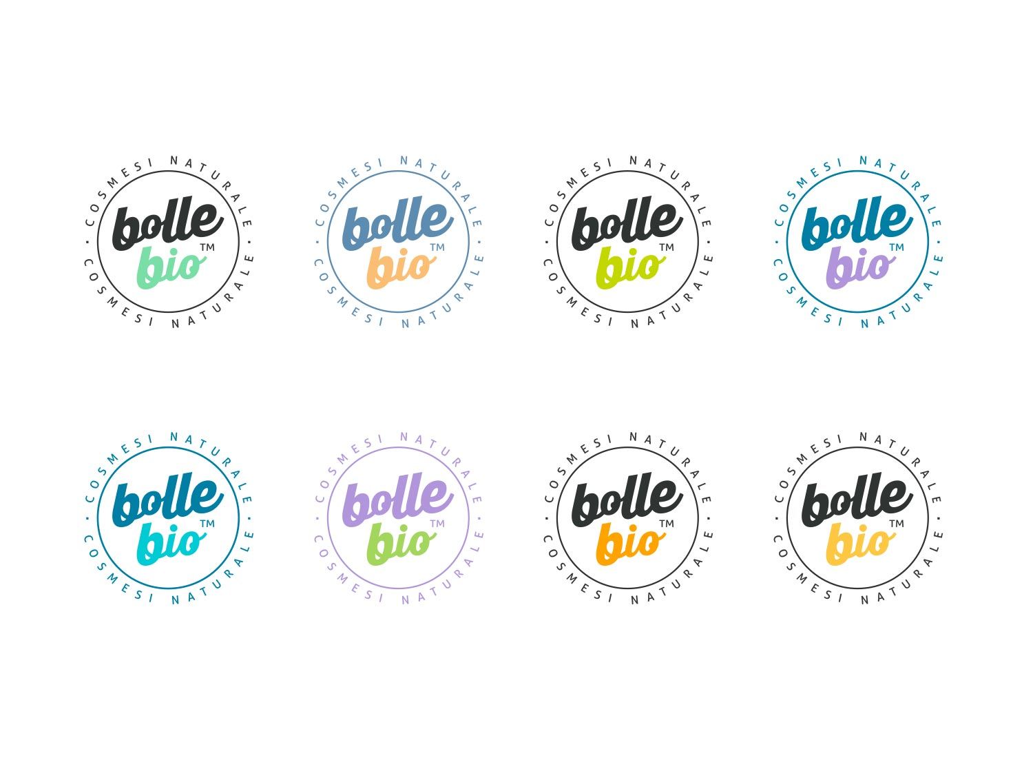 Varianti di logotipo della linea di cosmesi naturale per millennial Bollebio progettati da WillBe
